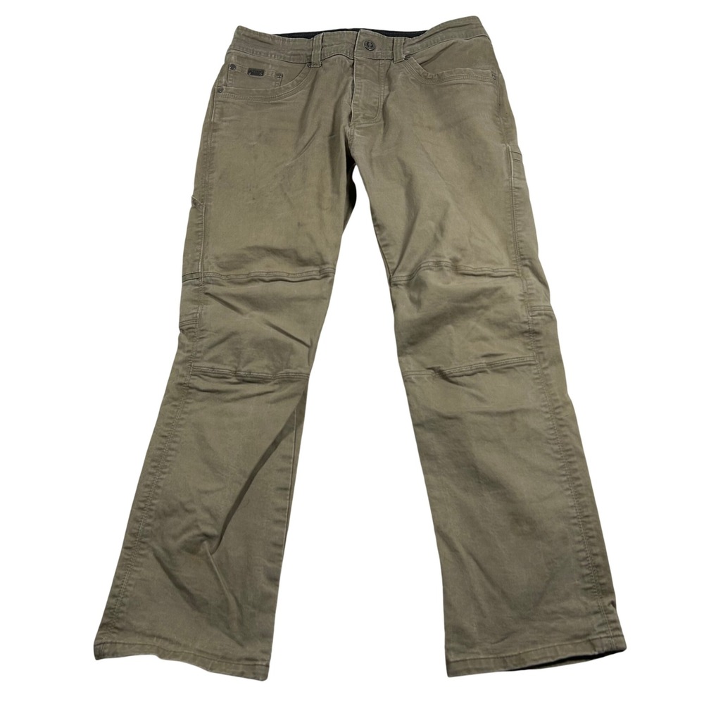 Kuhl Rebel Pants Mens 34x30 Khaki Tan Saddle-Stitched Eurotwill Utility Hiking
